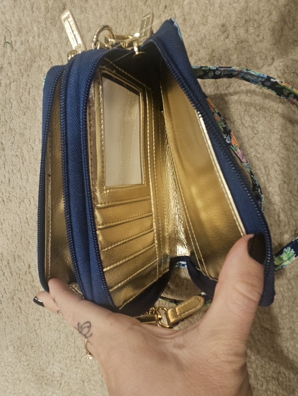 Lily Pulitzer Disney Navy Floral Crossbody Wristlet - Gold Accent - Picture 4 of 5